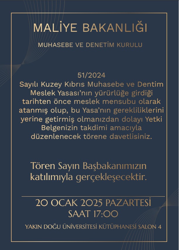 KKTC MALİYE BAKANLIĞI DUYURDU